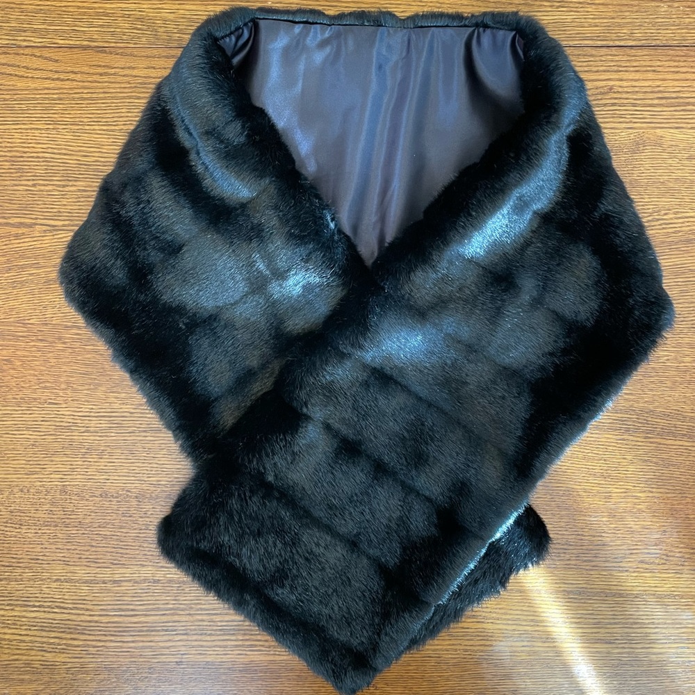 Faux Fur & Satin Wrap